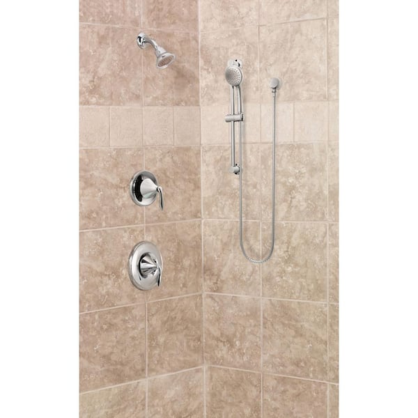 1-Spray Eco-Performance 4 in. Hand Shower with Slide Bar in Chrome
