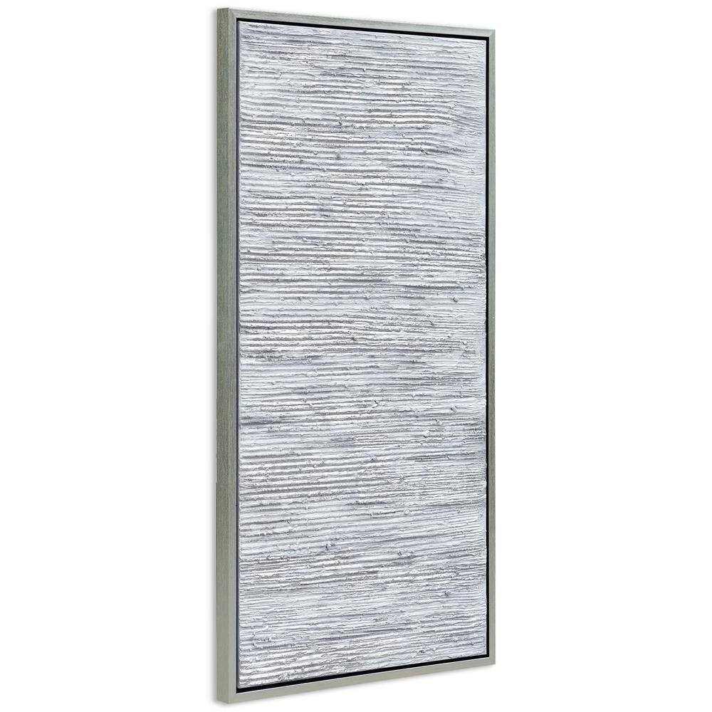 Silver Abstract Textured Hand Painted Canvas Wall Art with Champagne Frame