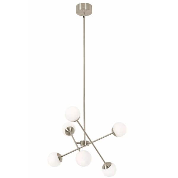 Pearl 40-Watt Integrated LED Satin Nickel Globe Pendant Light