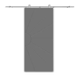 24 in. x 84 in. Light Gray Stained Composite MDF Paneled Interior Sliding Barn Door with Hardware Kit