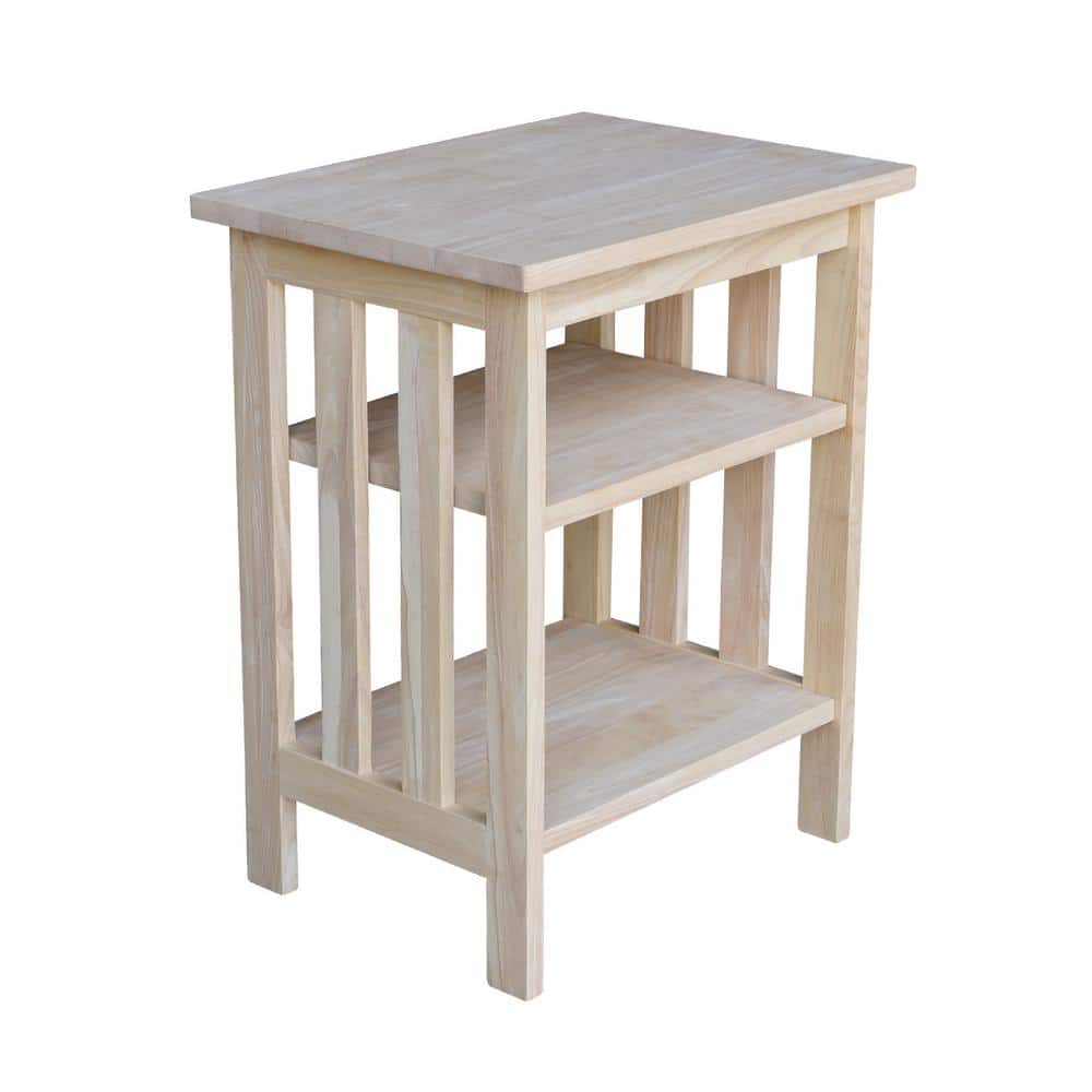 Unfinished Natural Wood 24" Mission Printer Stand with Shelves