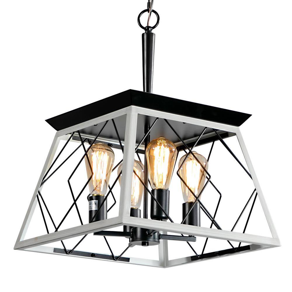 TYCOLIT 4Light White Farmhouse Industrial Kitchen Island Chandeliers