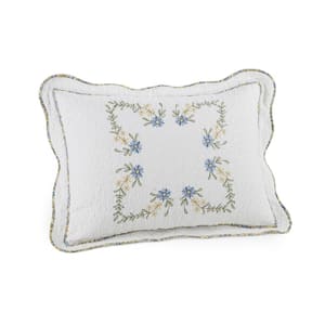 Modern Heirloom Heather White King Embroidered Cotton Pillow Sham