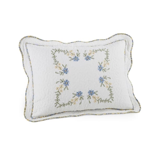 Modern Heirloom Modern Heirloom Heather White King Embroidered Cotton Pillow Sham