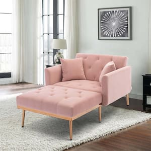 41 in. Wide Pink 2-Seat Square Arm Velvet Mid-Century Modern Straight Sofa