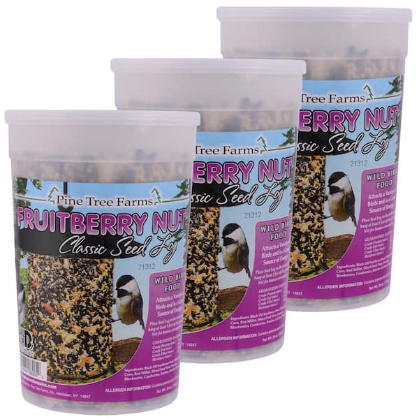 28 oz. FruitBerry Nut Classic Bird Seed Food Log for Wild Birds (3-Pack)