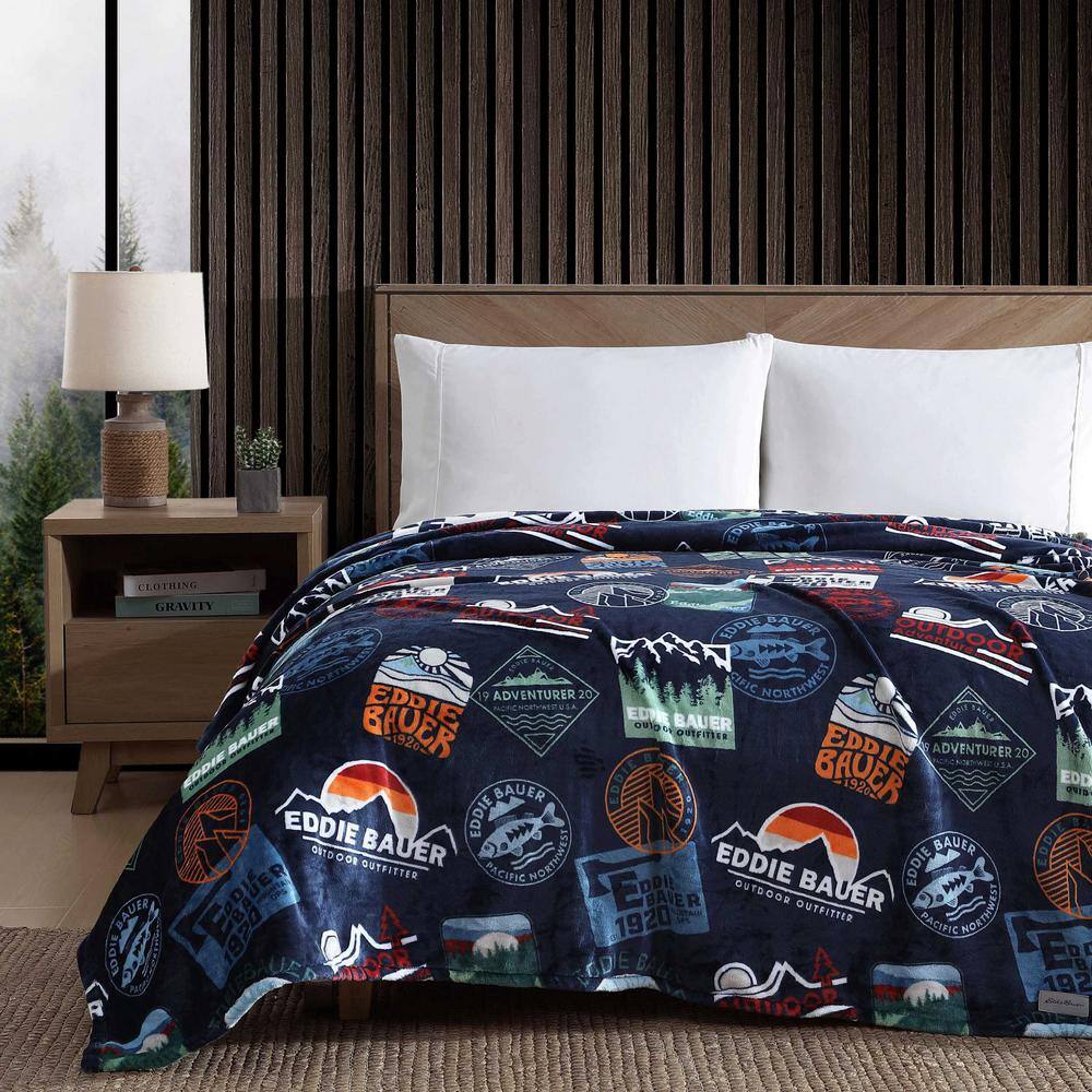 Full Blue Fleece Reversible Lightweight Blanket