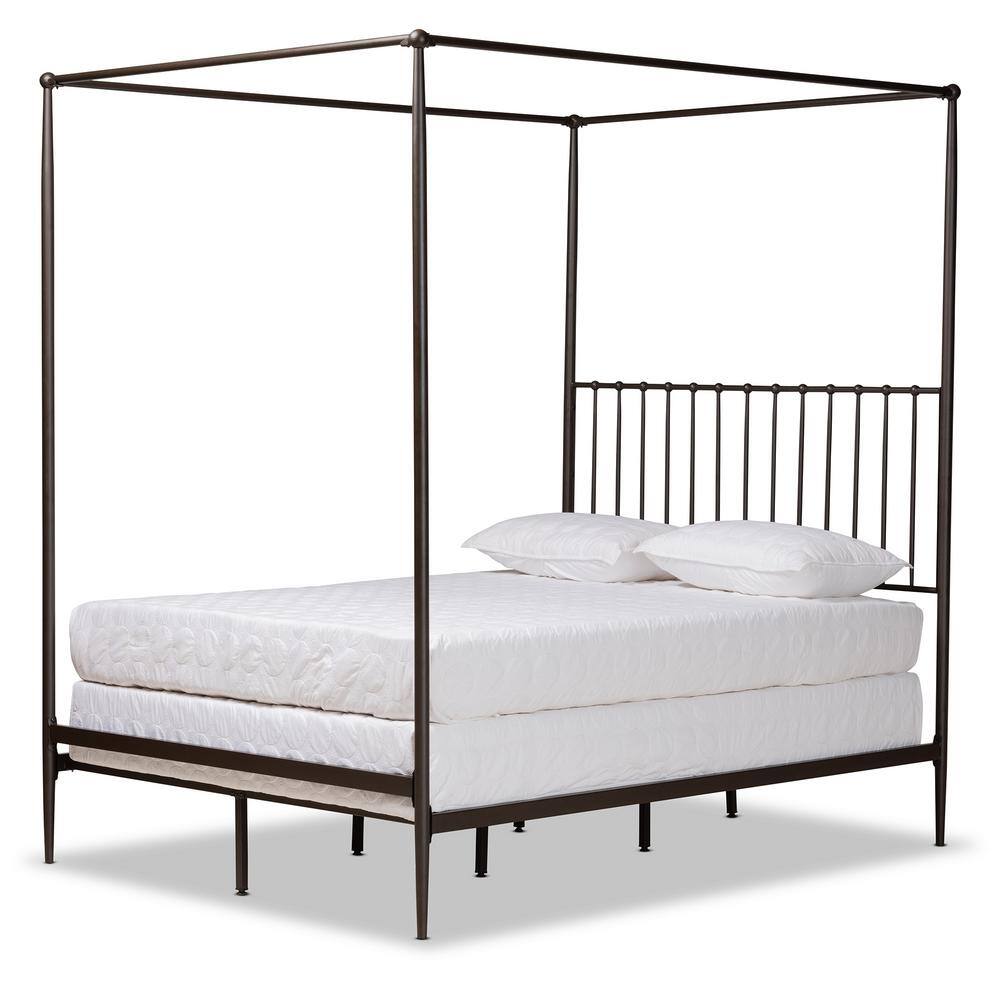 Baxton Studio Elsa Black Queen Canopy Bed 19611963HD The Home Depot