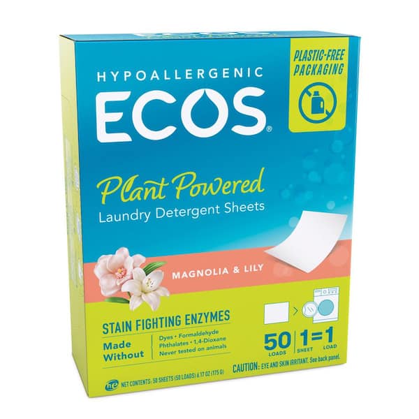 ECOS 50 Squares, Magnolia and Lily Liquidless Laundry Detergent Sheets (10-Pack)