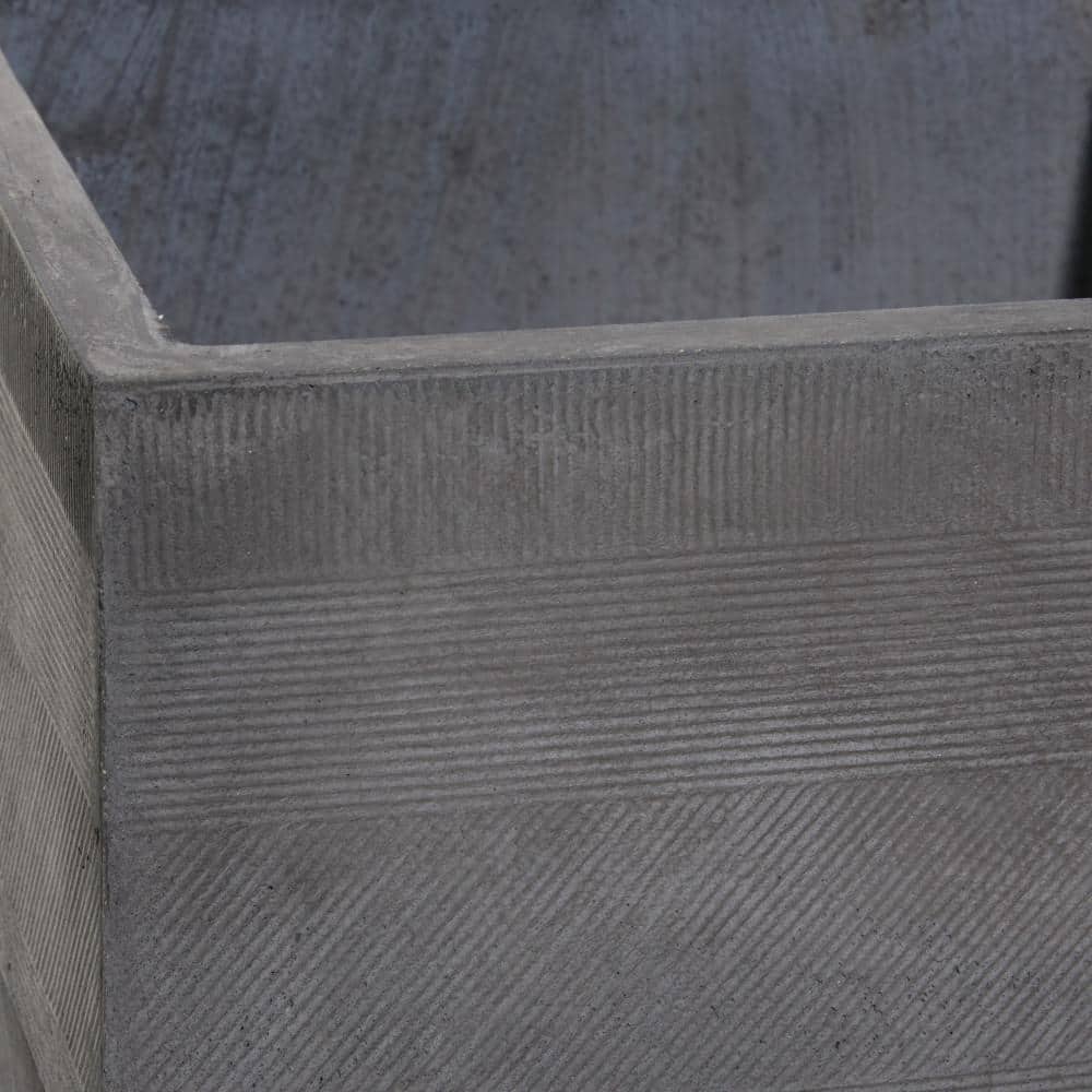 Modern Fiber Clay Square Planters in Dark Gray, Set of 2