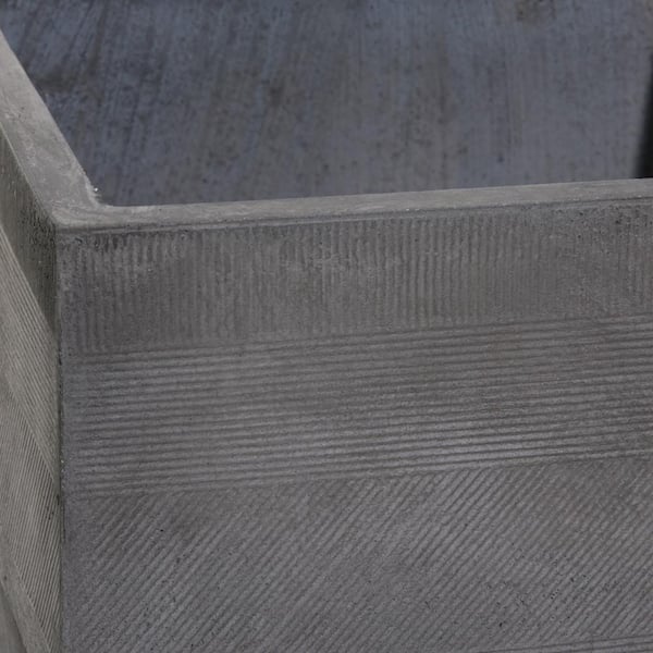 13 in. x 11 in. Grey Fiber Clay Contemporary Planter (Set of 2)