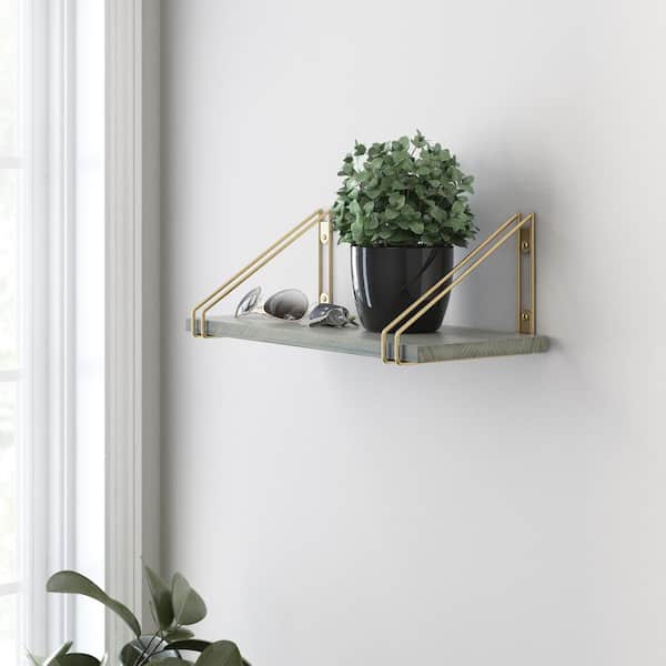2-Pack 6.6 in. x 8.6 in. Wireframe Satin Gold Shelf Bracket