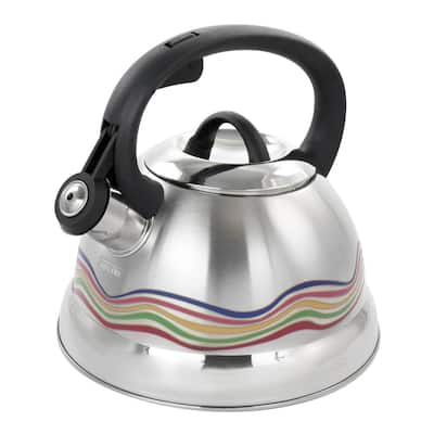 Cagliari 1.75 Qt. Stainless Steel Whistling Tea Kettle with Color Changing Exterior