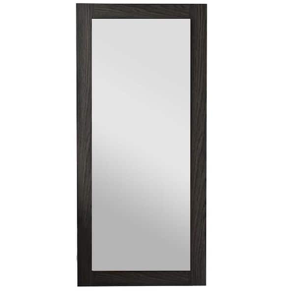 Unbranded 28 in. W x 63 in. H Wood Frame Rectangular Wall Mount Mirror for Living Room in Brown
