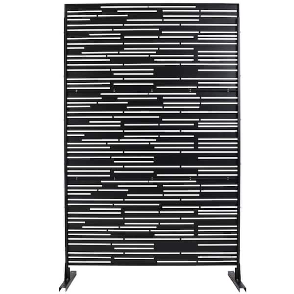 Unbranded Outdoor & Indoor 6.3 ft. x 4 ft. Freestanding Decorative Privacy Fence Screen Black Metal for Garden Fence