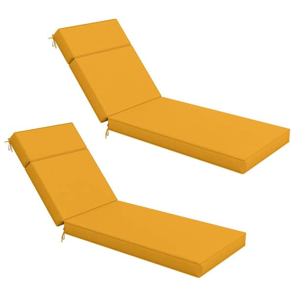 80 in. x 26 in. x 4 in. (2-Pack) Outdoor Water-Resistant Replacement Chaise Lounge Seat Cushion Yellow
