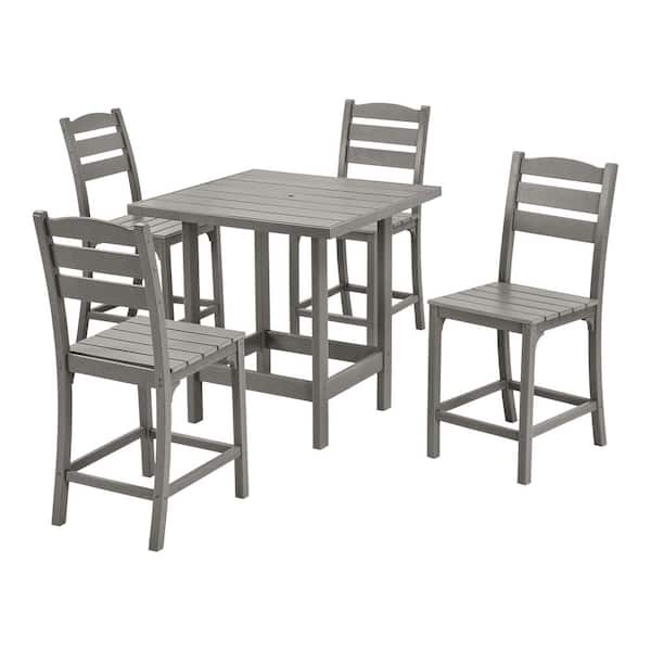 Seaside Bluff 5-Piece HDPE All-Weather Outdoor Counter Height Dining Set Gray