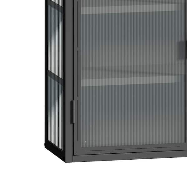 23.62 Glass Door Wall Cabinet With 2-tier Enclosed Storage, Open