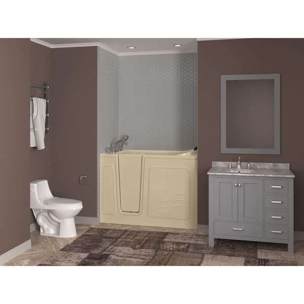 Safe Premier 53 in. Left Drain Walk-In Soaking Bathtub in Biscuit