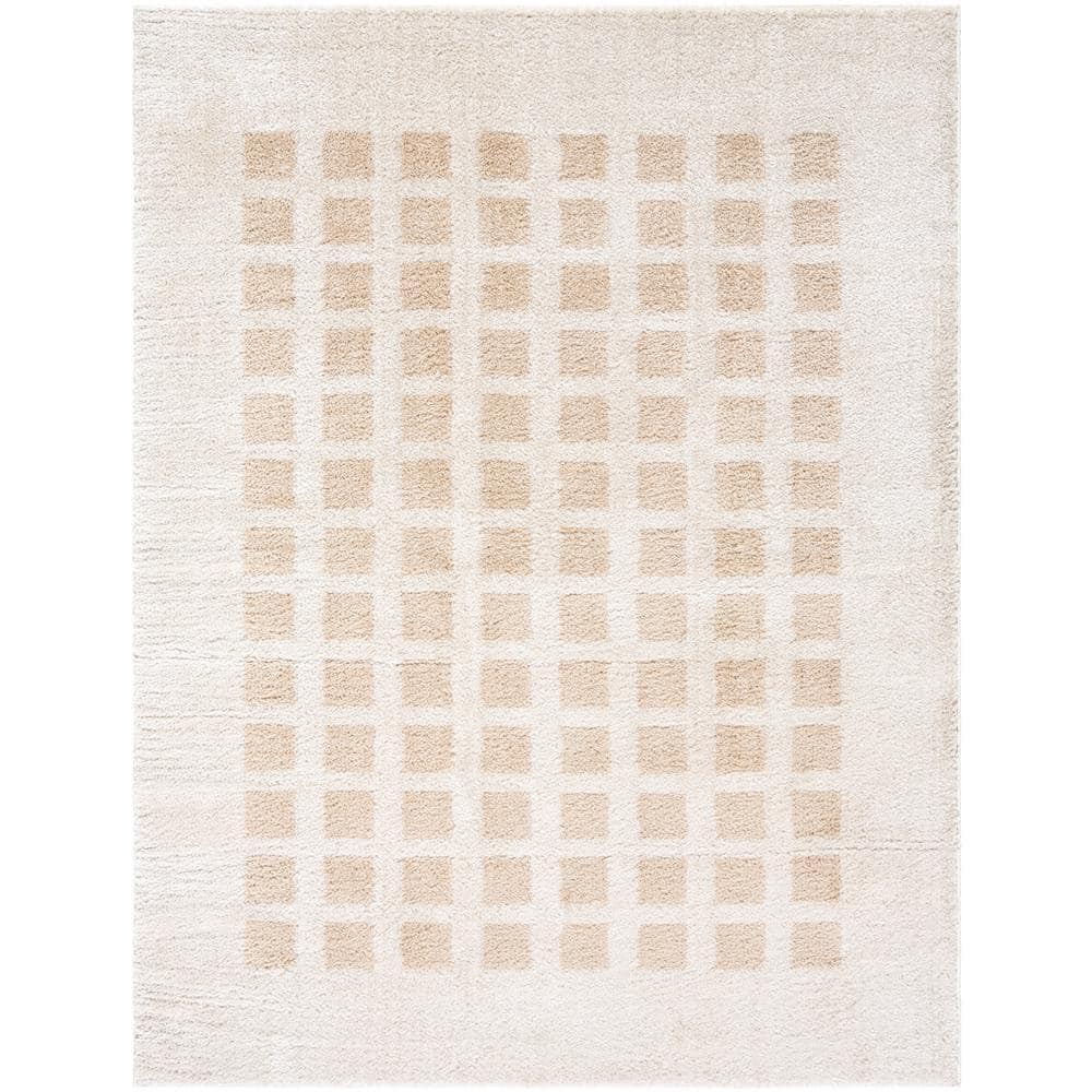 Fossay Shag Beige 3 ft. x 7 ft. Modern Indoor Area Rug price history on PriceWatchPro
