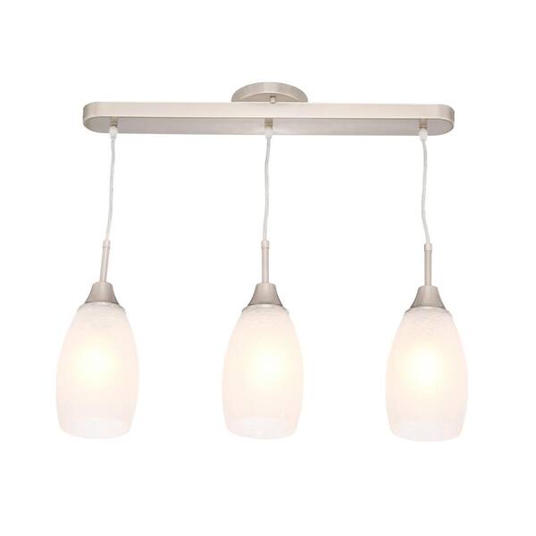 Beldi Peak Collection 3-Light White and Nickel Pendant