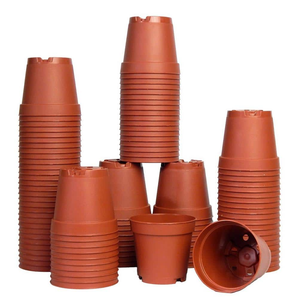 TEKU 2 in. Dia Terra Cotta Colored Plastic Pots (100-Pack) T55L100FD ...