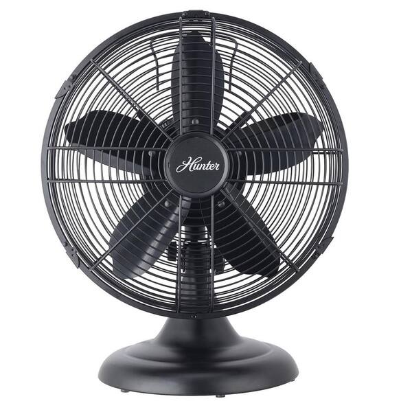 Hunter Retro 12 in. 3 Speed All-Metal Table Fan with Wide Oscillation in Matte Black