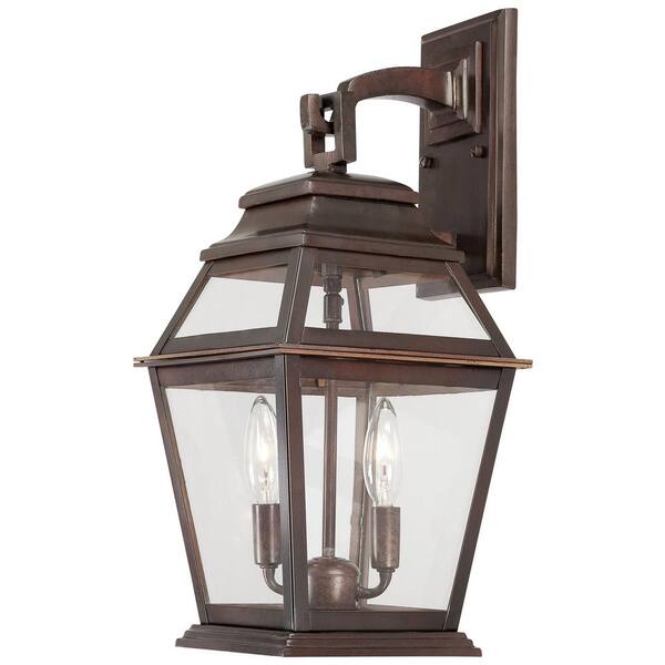 Minka Lavery Crossroads Point 2-Light Architectural Bronze Outdoor Wall Lantern Sconce