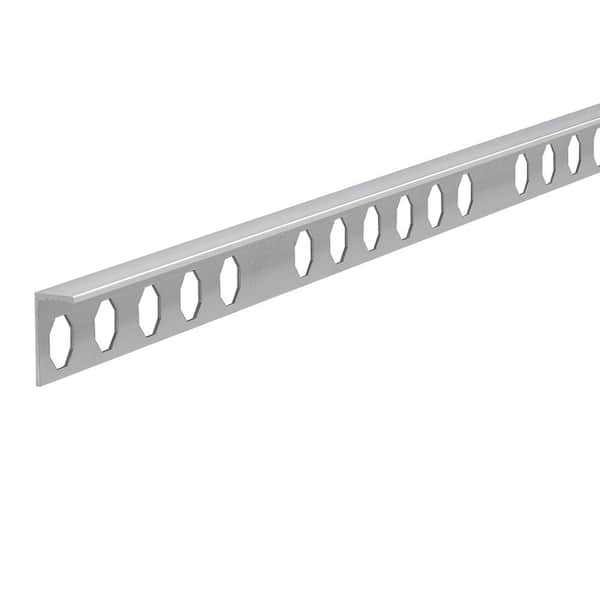 EMAC Novosuelo Matt Silver 9/16 in. x 98-1/2 in. Aluminum Tile Edging Trim