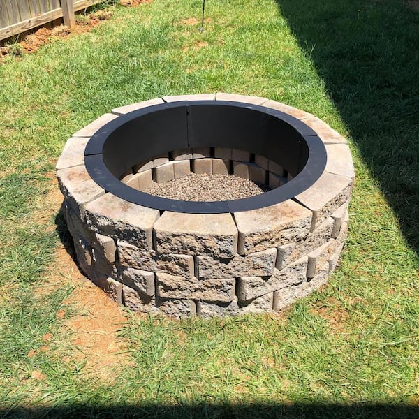 Steel Wood Burning Fire Pit Rim Liner, How Many Blocks For A 36 Inch Fire Pit
