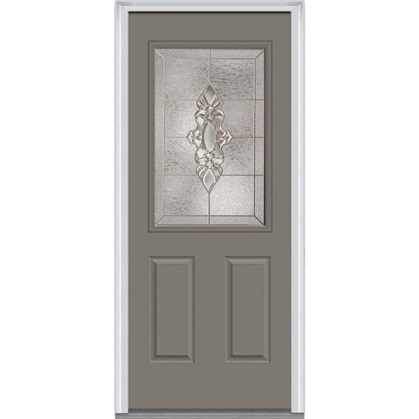 Milliken Millwork 37.5 in. x 81.75 in. Heirloom Master Decorative Glass 1/2 Lite Painted Majestic Steel Exterior Door