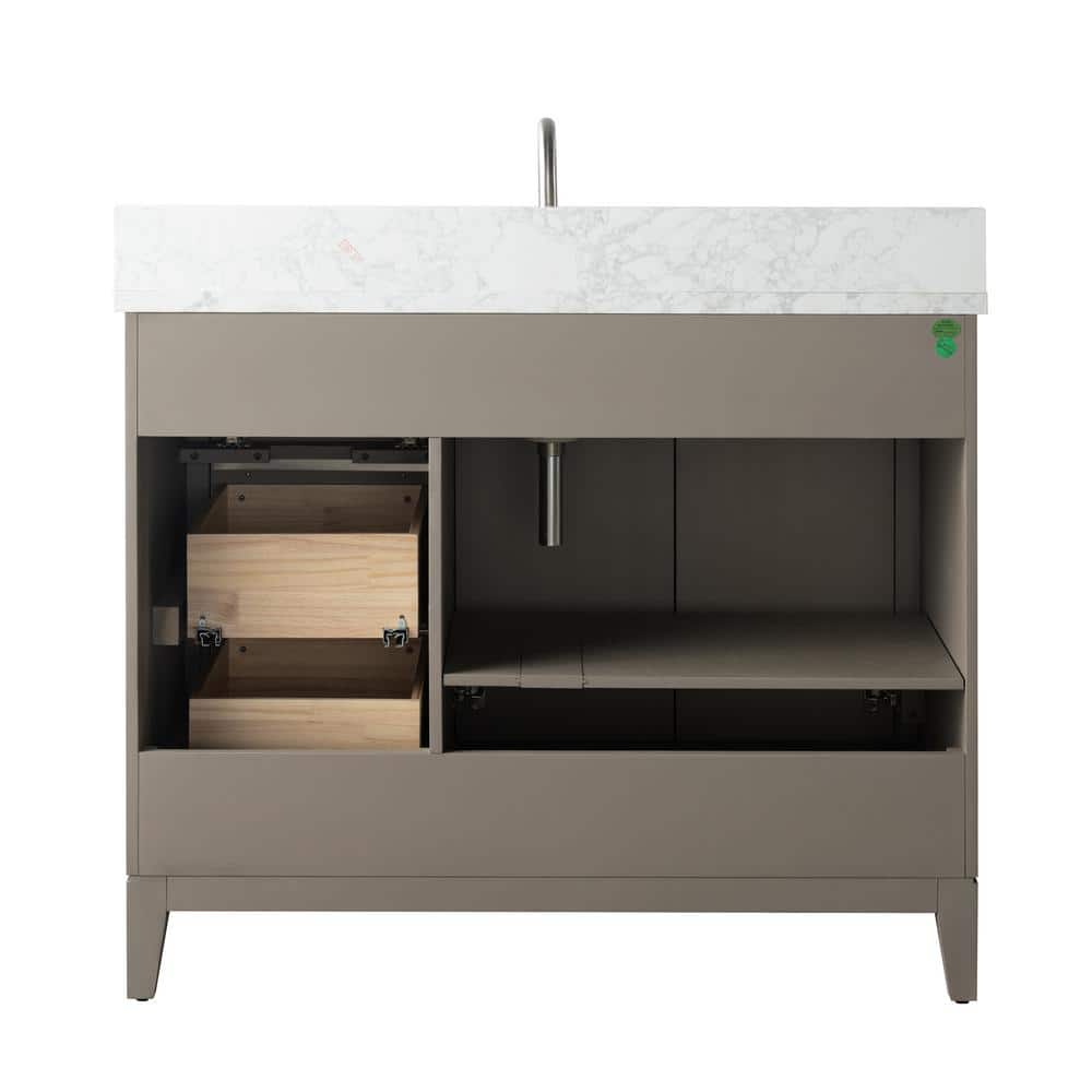 Driftwood Gray 42" Single Sink Bathroom Vanity with Marble Top