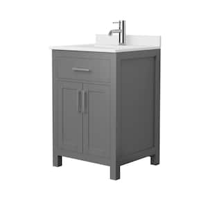 Beckett 24 in. W x 22 in. D x 35 in . H Single Bath Vanity in Dark Gray with White Cultured Marble Top