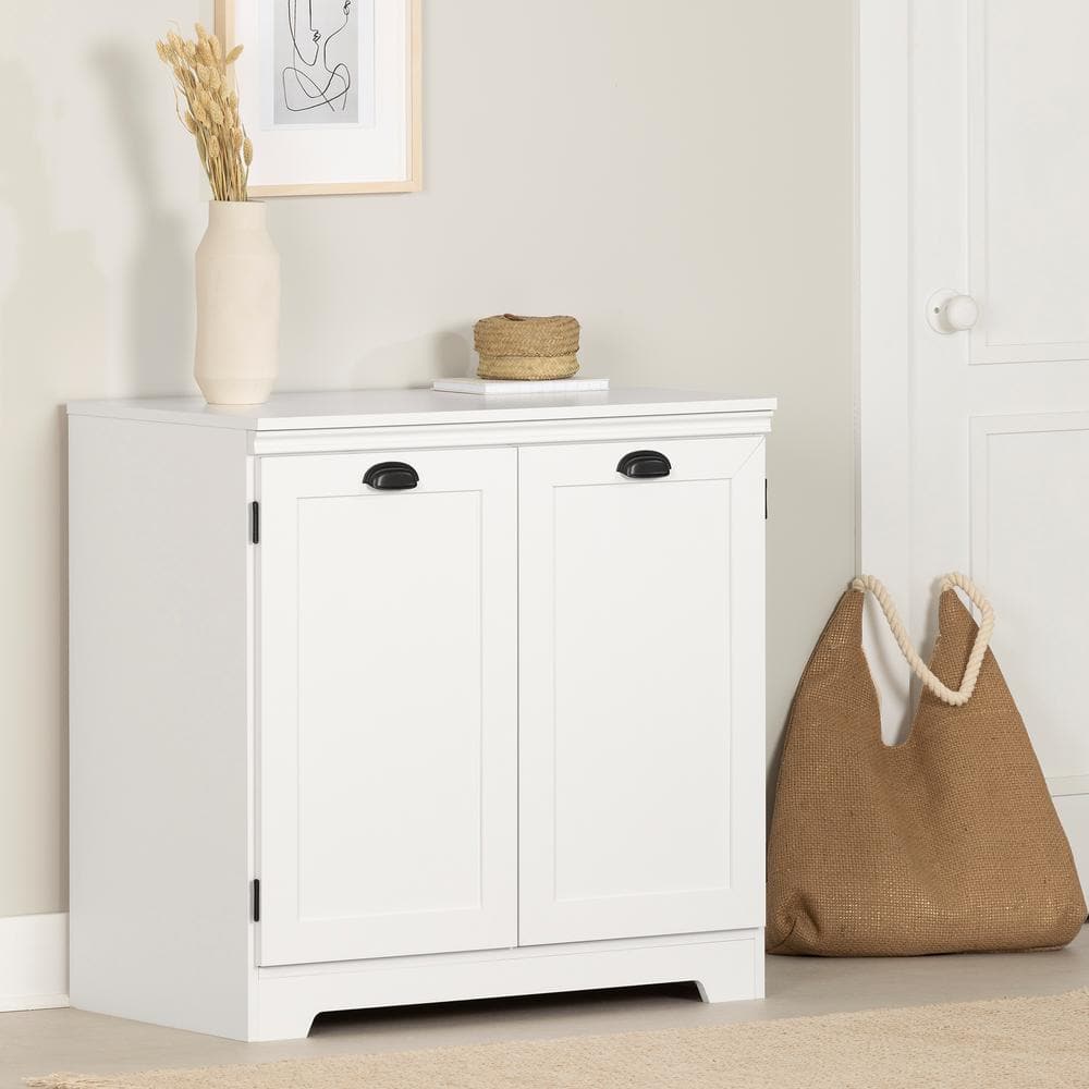 White Farmhouse 2-Door Accent Cabinet with Adjustable Shelving