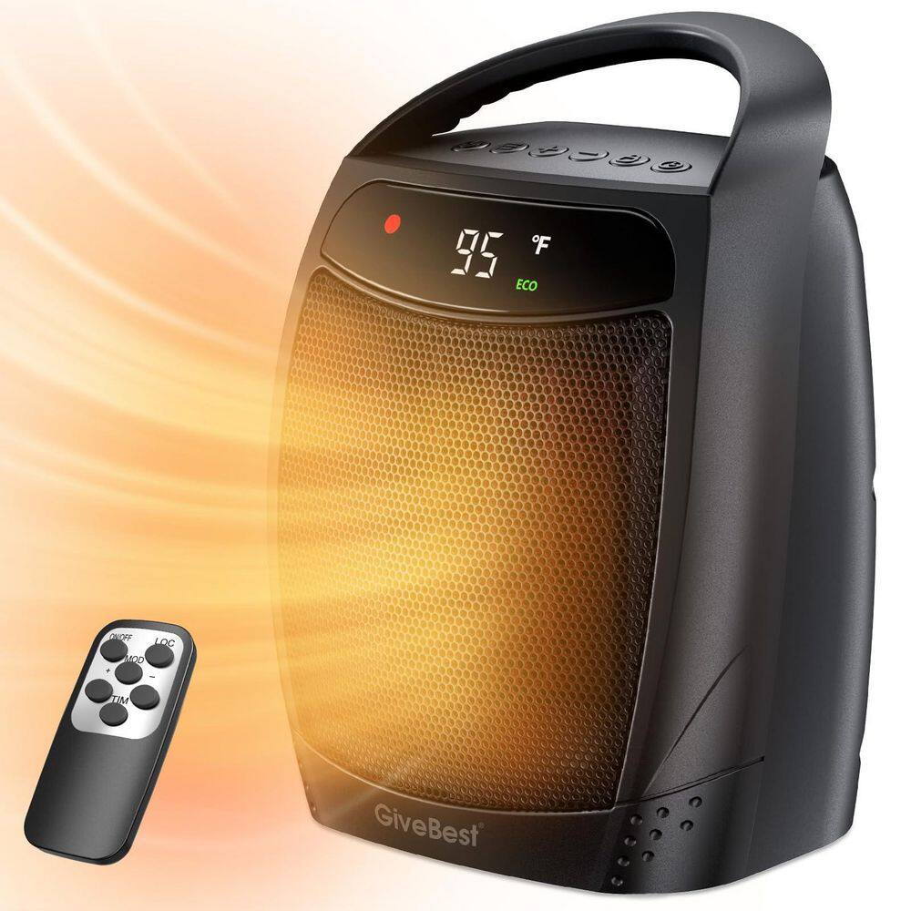 Black 1500W Electric Portable Space Heater for Indoor Use, Remote, 4 Mode, Timer, ECO Mode, PTC Ceramic Fast Safety Heat price history on PriceWatchPro
