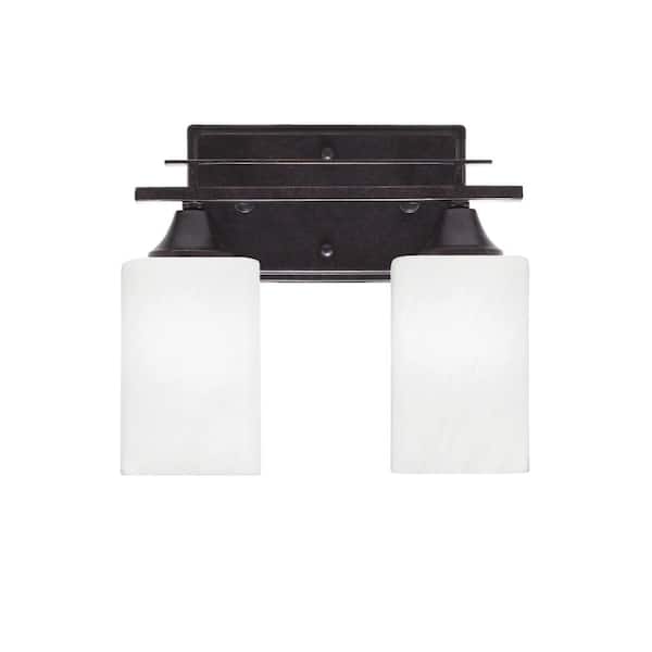 Unbranded Ontario 11.25 in. 2-Light Vanity Light Dark Granite White Marble Glass Shade
