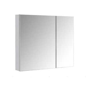 30 in. W x 26 in. H Rectangular Silver Aluminum Recessed/Surface Mount Medicine Cabinet with Mirror