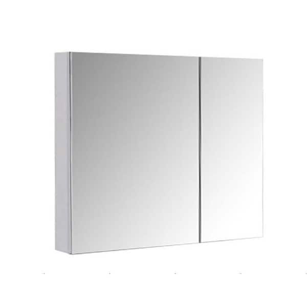 Whatseaso 30 in. W x 26 in. H Rectangular Silver Aluminum Recessed/Surface Mount Medicine Cabinet with Mirror