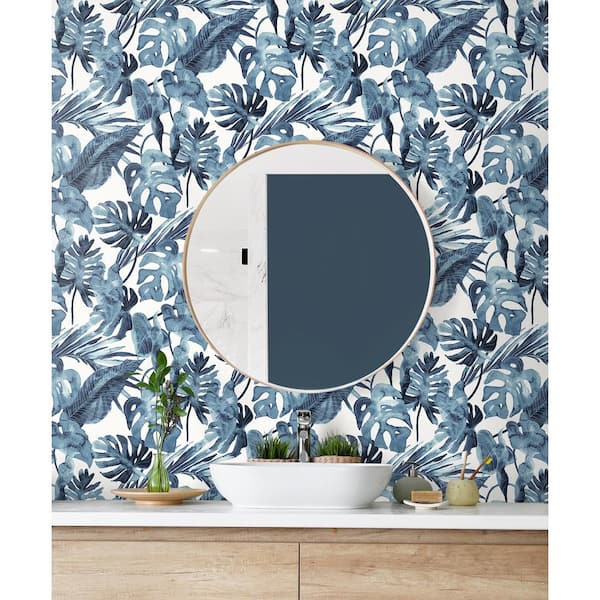 Falling Fronds Lapis Tropical Palm Vinyl Peel and Stick Wallpaper Roll ( Covers 30.75 sq. ft. )