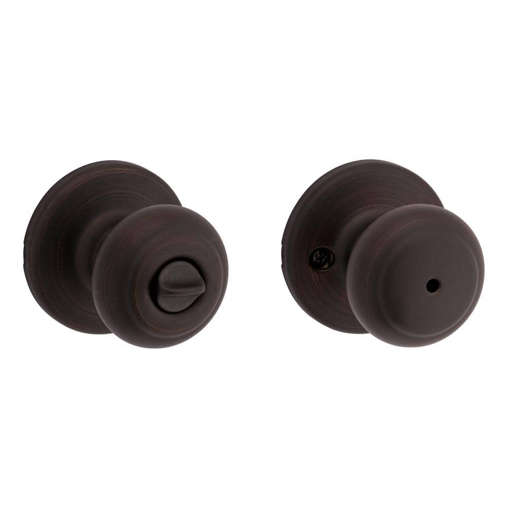 Kwikset Cove Bronze Privacy Door Knob with Lock for Bedroom or