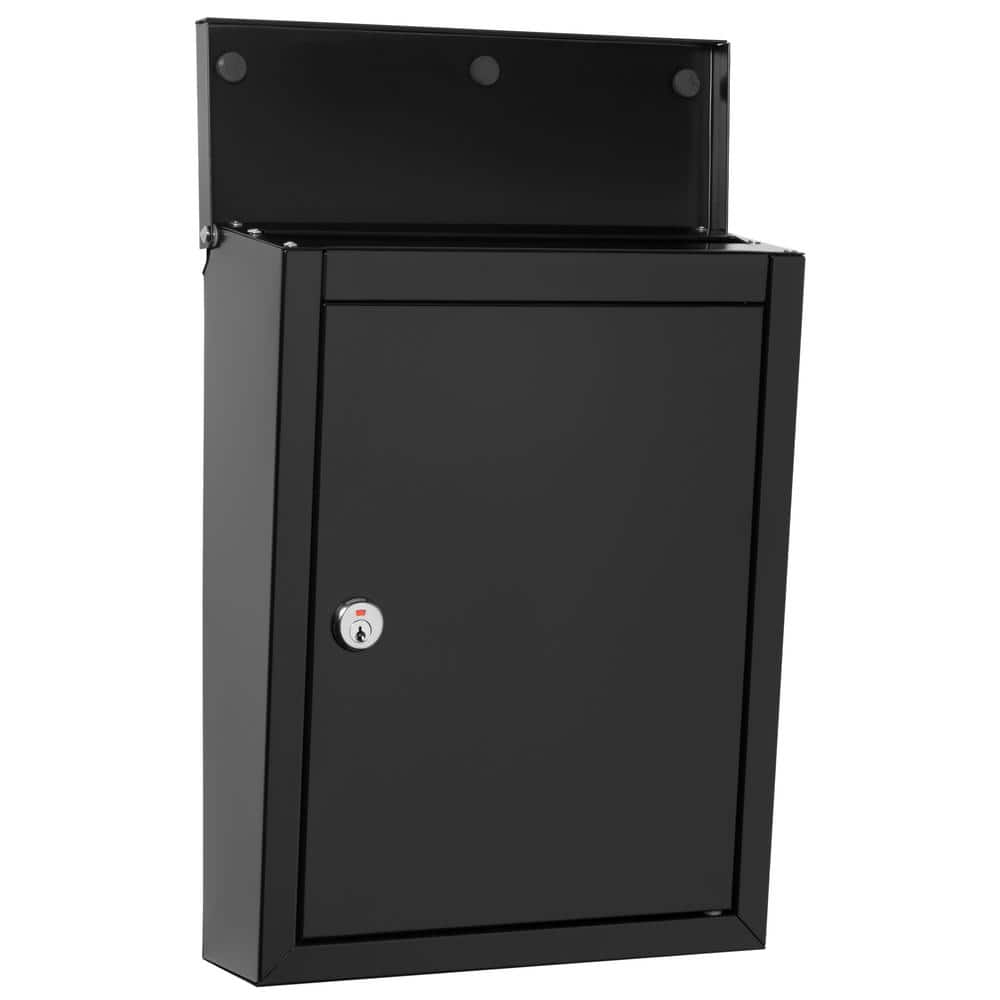 Black Steel Lockable Wall Mount Mailbox