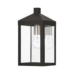 Creekview 12.75 in. 1-Light Black Outdoor Hardwired Wall Lantern Sconce with No Bulbs Included
