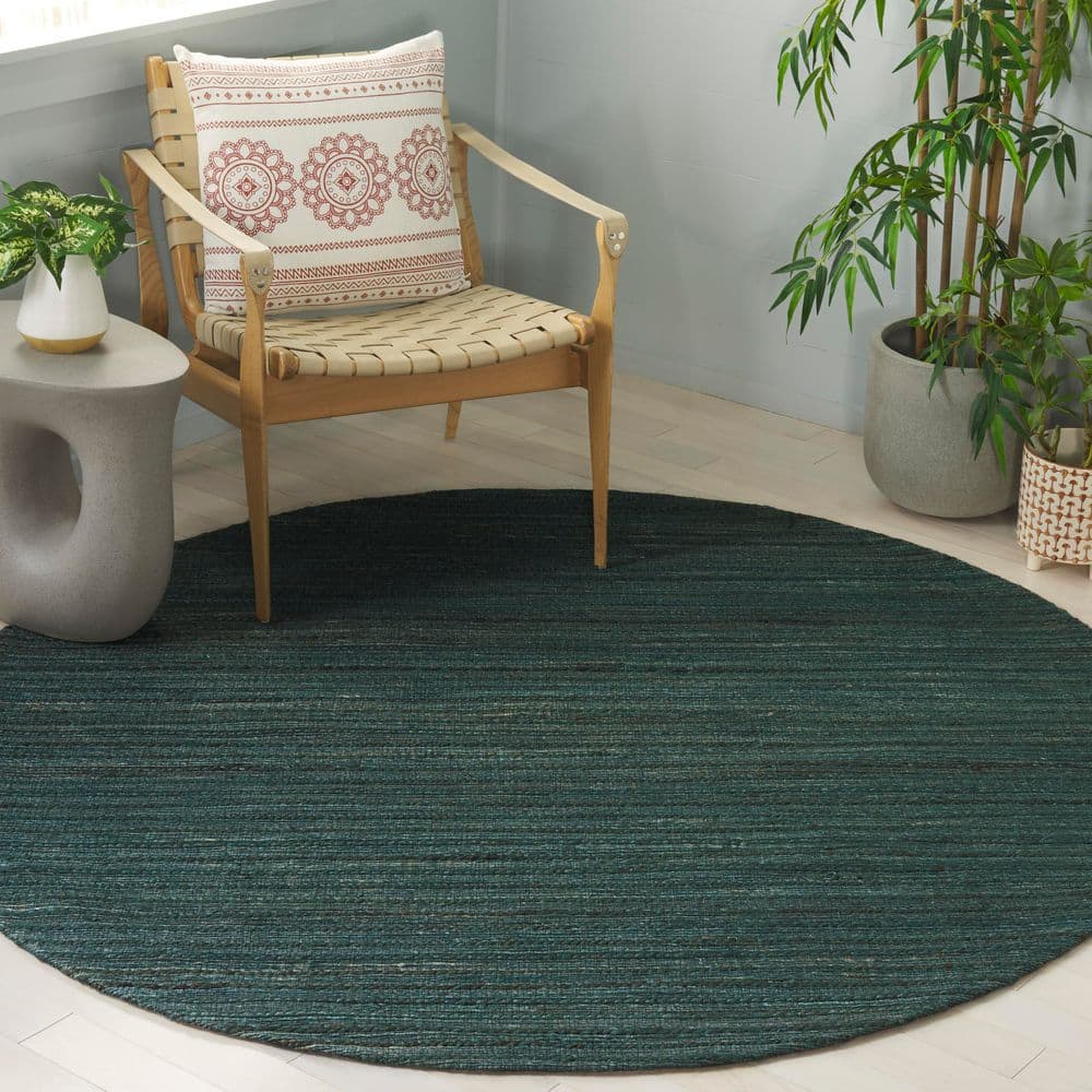 Cape Cod 4 ft. x 4 ft. Round Sage/Natural Solid Color Striped Area Rug price history on PriceWatchPro