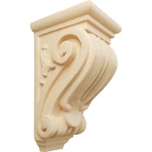 4 in. x 3-1/2 in. x 7 in. Unfinished Wood Maple Small Classical Corbel