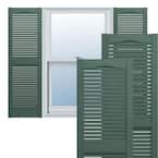 14.5 in. x 52 in. Louvered Vinyl Exterior Shutters Pair in Forest Green