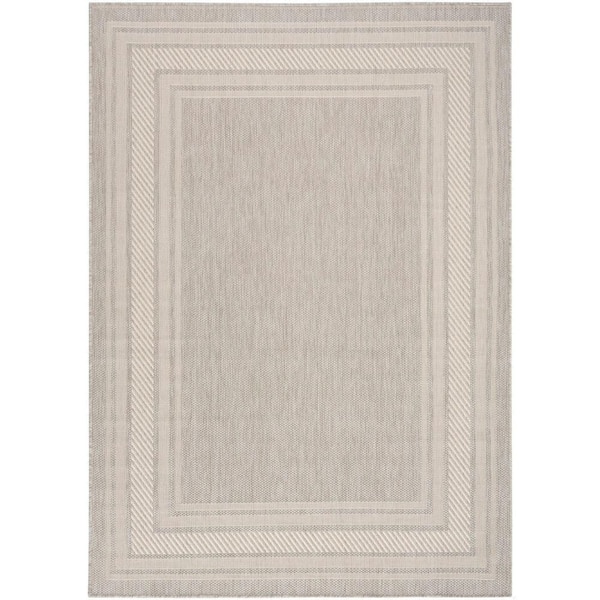 Nourison Horizon Grey 4 ft. x 6 ft. Indoor/Outdoor Bordered Contemporary Area Rug