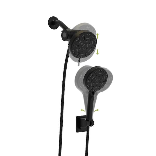 UPIKER Single-Handle 8-Spray High Pressure Shower Faucet 1.8GPM Wall Mount Shower Combo in Matte Black