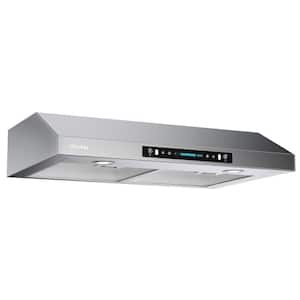 HAUSLANE 30 in. x 6 in. Ducted Under Cabinet Range Hood with LED Button  Control Round Duct in Stainless Steel UC-C100SS-30 - The Home Depot