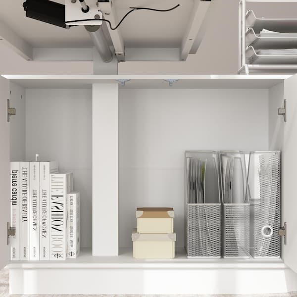 FUFU&GAGA 54.3 in. W L-Shaped White Adjustable Height Desk