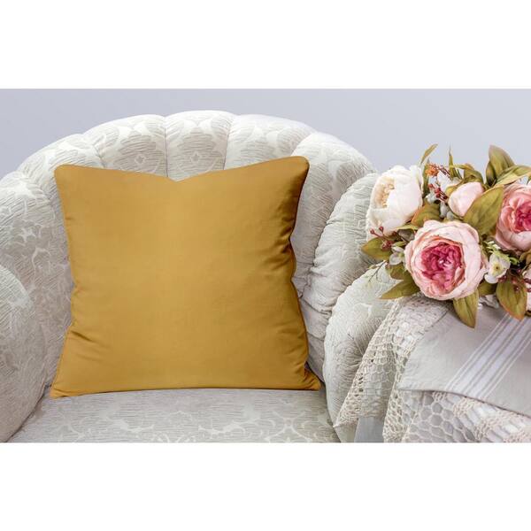 A1 Home Collections A1HC Mustard Yellow Velvet Decorative Pillow Cover Pack of 2 22 in. x 22 in. Hidden YKK Zipper Throw Pillow Covers Only A1HCVELPC111 22 The Home Depot